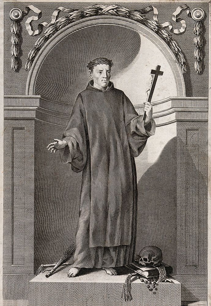 Saint John of God . Engraving.