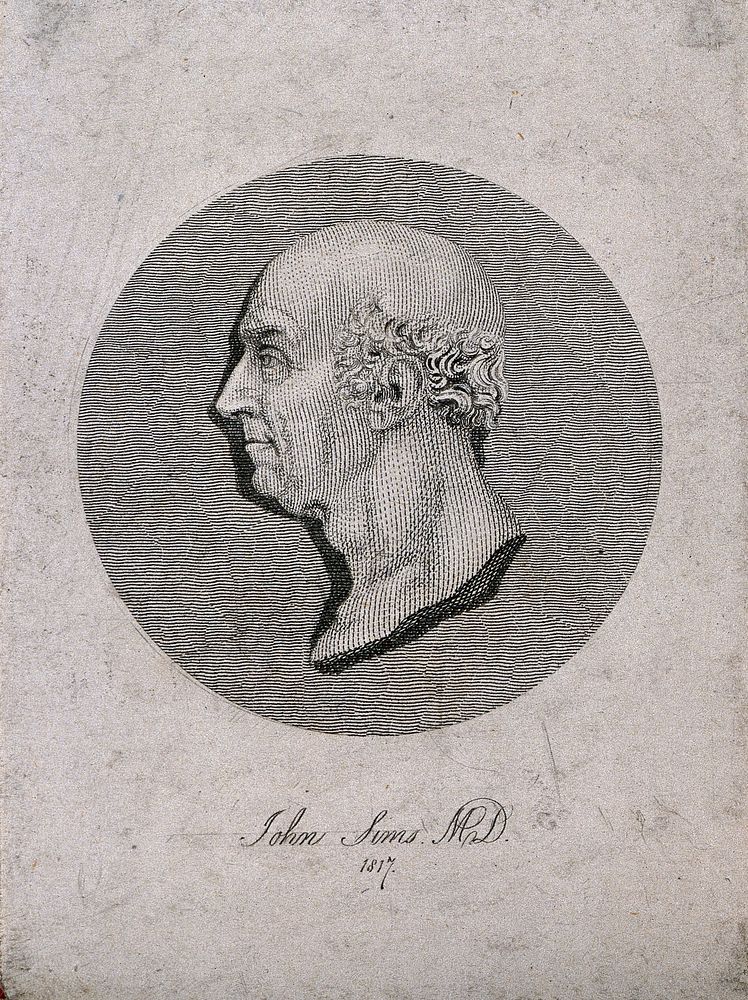 John Sims. Line engraving by Mrs D. Turner, 1817, after B. Pistrucci.