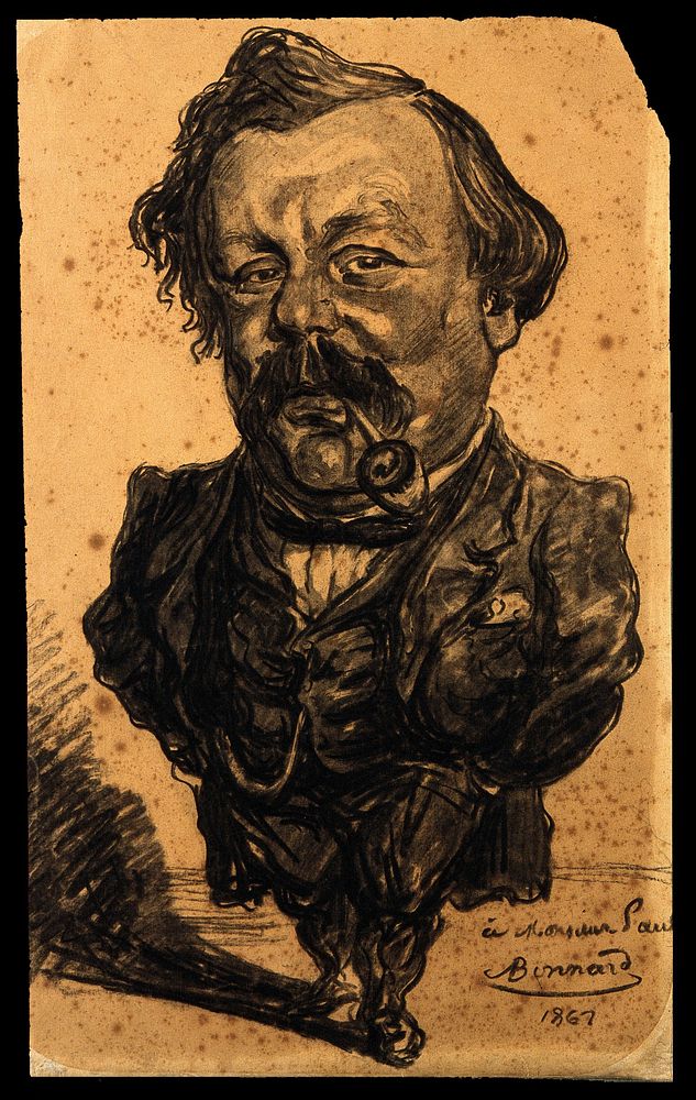 Pierre Véron. Charcoal drawing, 1867.