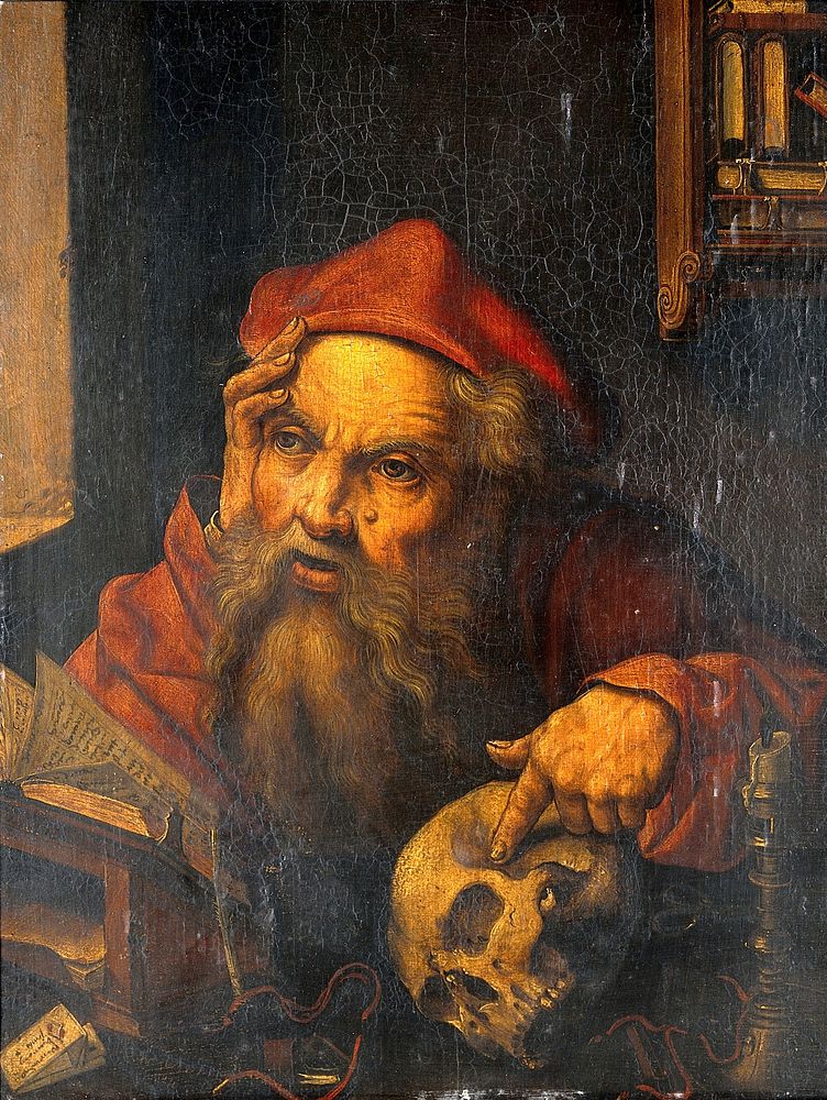 Saint Jerome in his study. Oil painting by a follower of Albrecht Dürer.