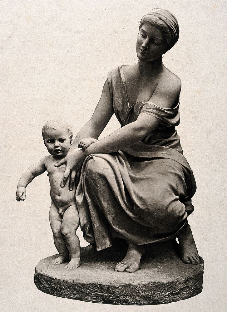 A vision of motherhood with a small child. Heliotype by Arents after L. Marqueste.