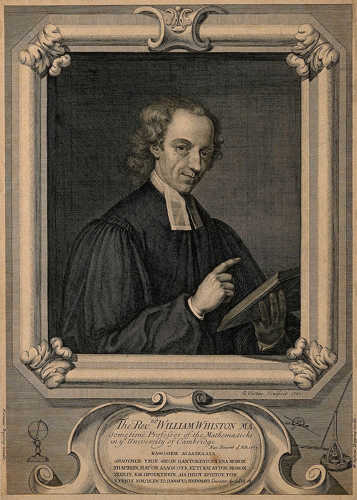 William Whiston. Line engraving by G. Vertue, 1720.