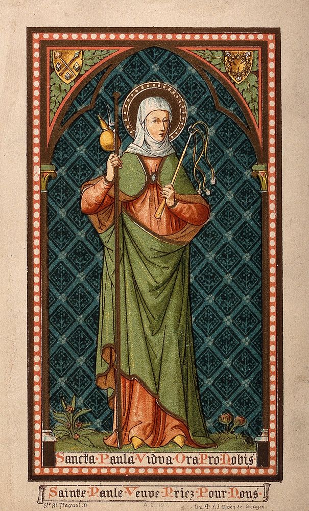 Saint Paula. Colour lithograph.