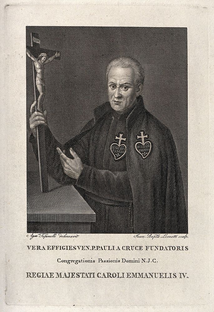 Saint Paul of the Cross. Line engraving by G.B. Leonetti after A. Tofanelli.