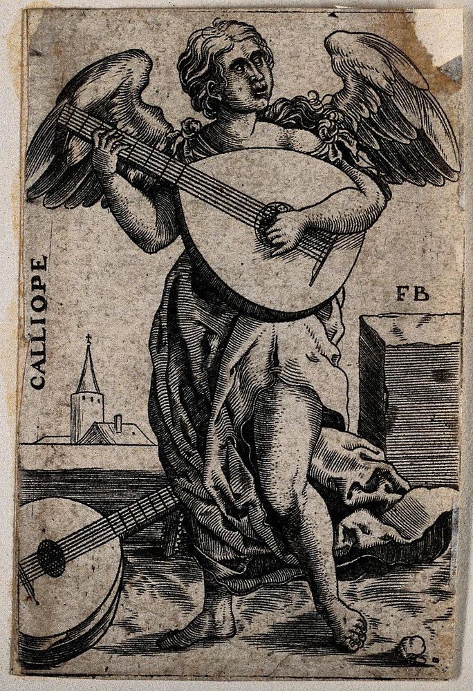 Calliope. Engraving attributed to F. Brun.