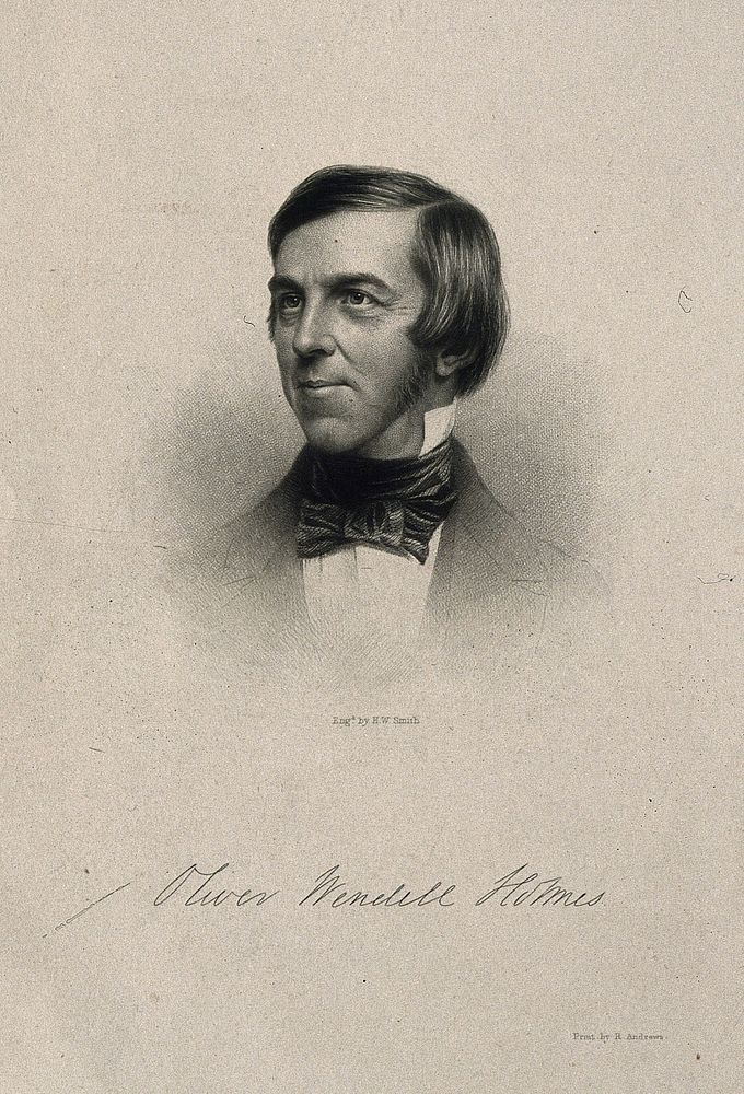 Oliver Wendell Holmes. Stipple engraving by H.W. Smith, 1858.