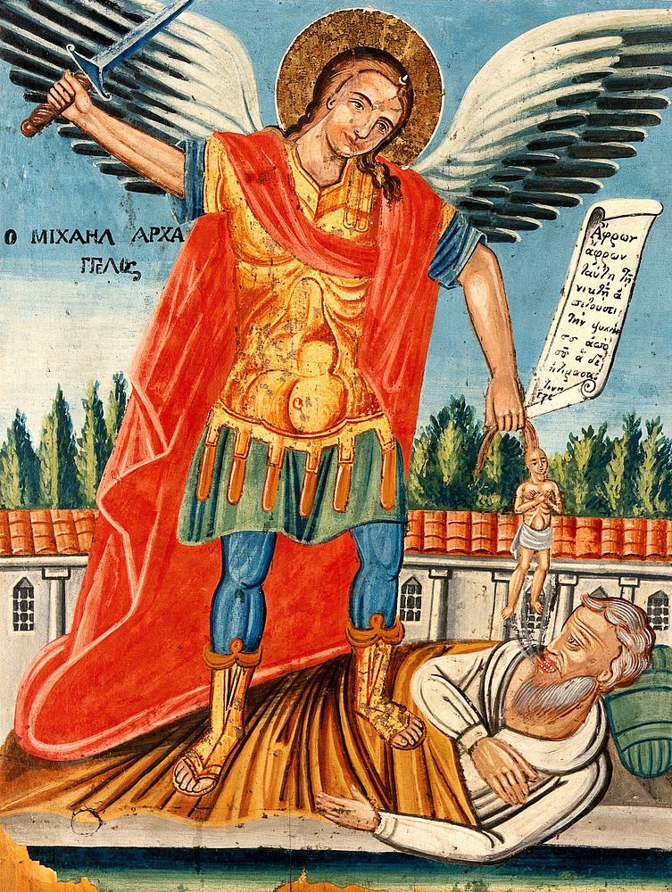 Saint Michael. Tempera painting.