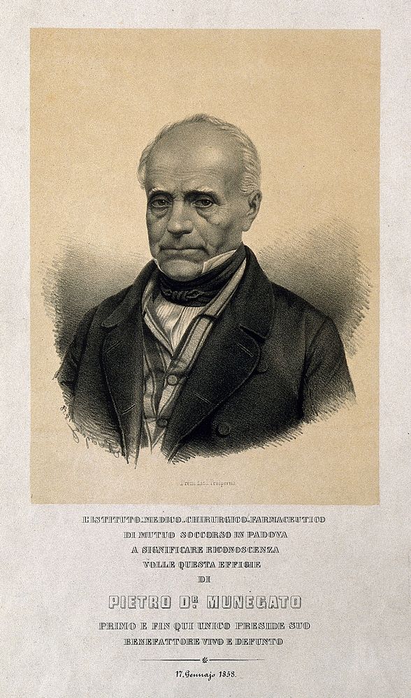 Pietro di Munegato. Lithograph by A. Sorgato, 1858.