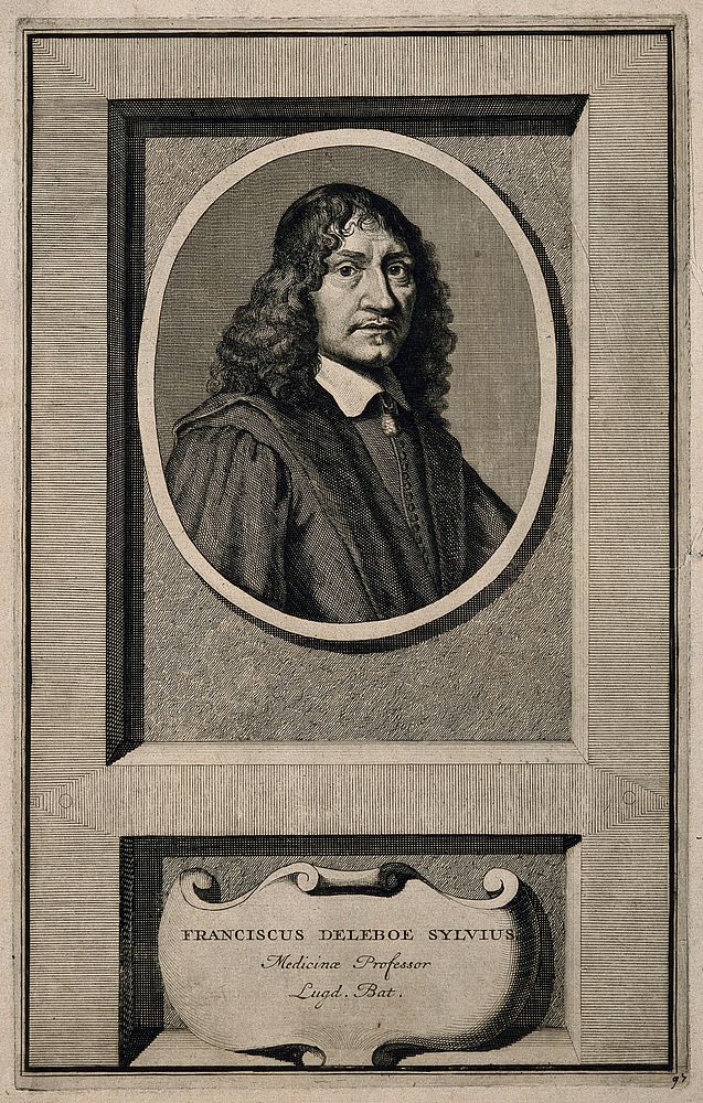 Franciscus Sylvius [Deleboe]. Line engraving, 1720, after C. van Dalen.
