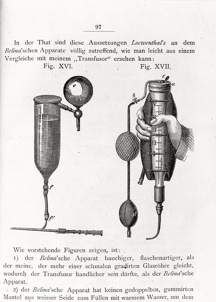 Instruments for blood transfusion, late 19th Century
