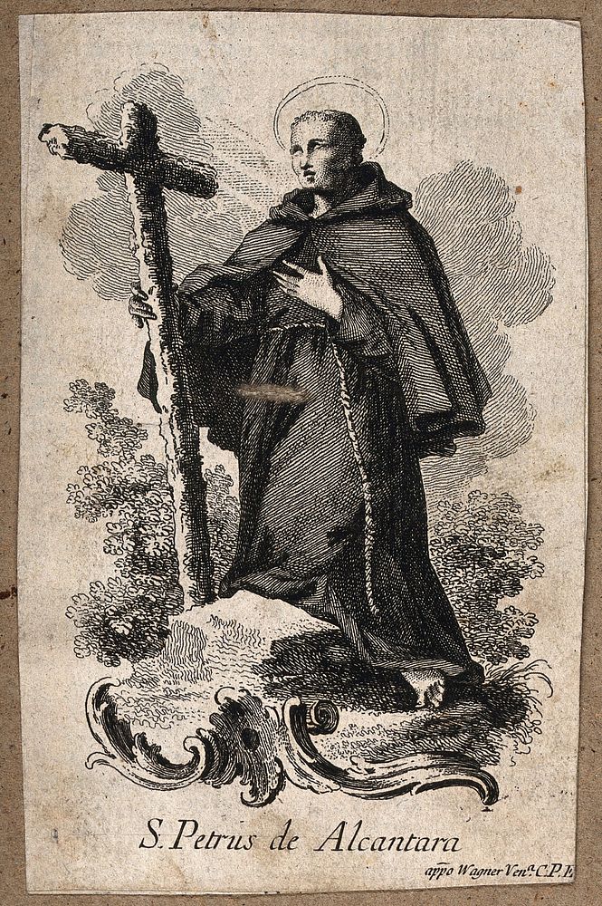 Saint Peter of Alcántara. Etching by Wagner.