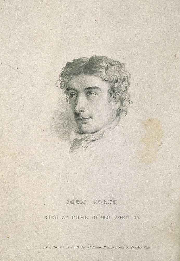 John Keats. Stipple engraving by C.W. Wass, 1841, after W. Hilton.