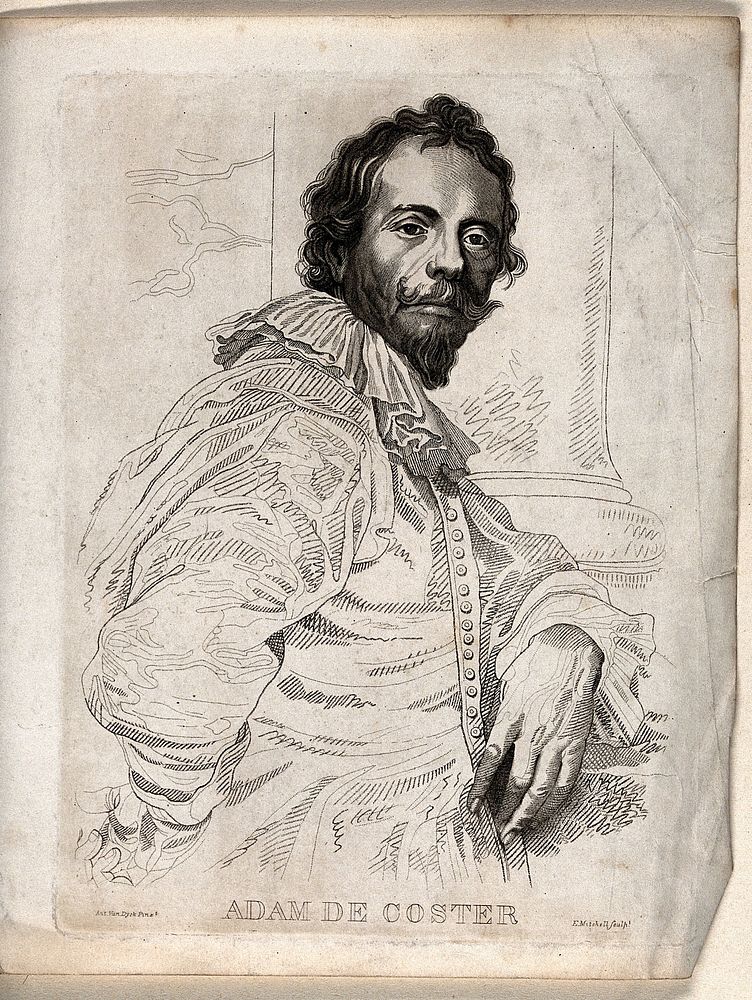 Adam de Coster. Stipple engraving by E. Mitchell after A. van Dyck.