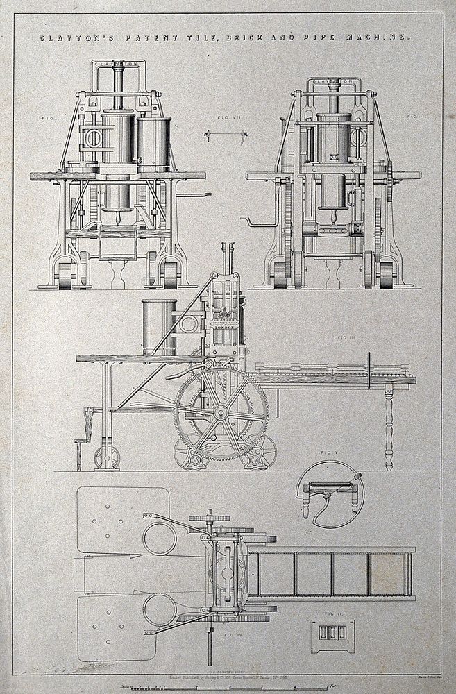 Clayton's patent tile, brick and pipe machine.