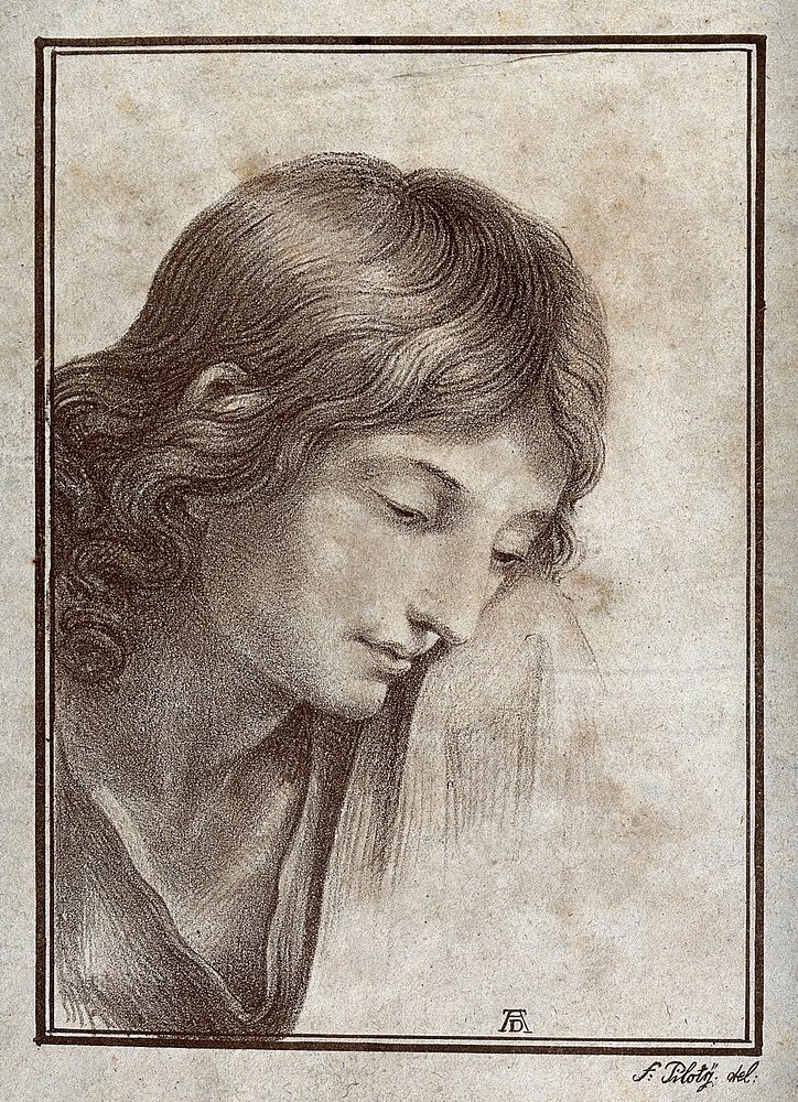 Saint John the Evangelist. Lithograph by F. Piloty after A. Dürer.