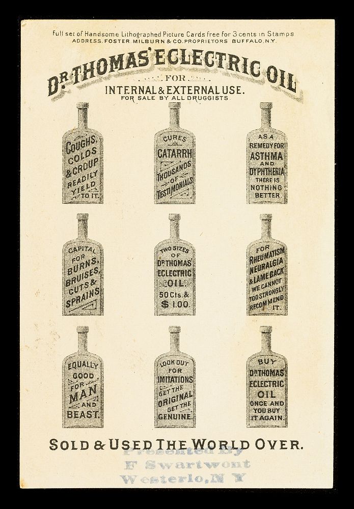 Dr. Thomas Eclectric Oil : for internal & external use. For sale by all druggists.