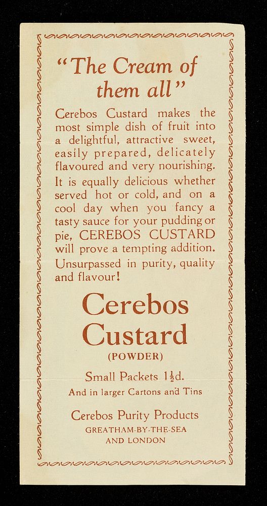 Serve Cerebos Custard with all fruits / Cerebos Purity Products.