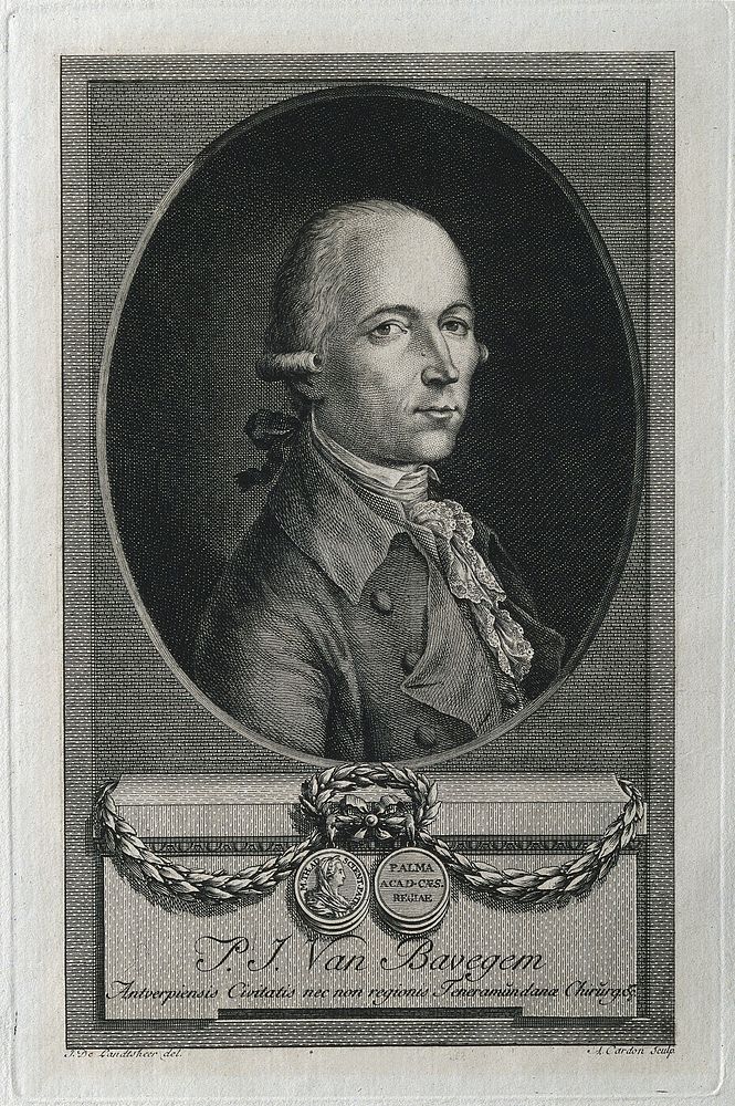 Pierre Joseph Baveghem. Line engraving by A. Cardon after J. de Landtsheer.