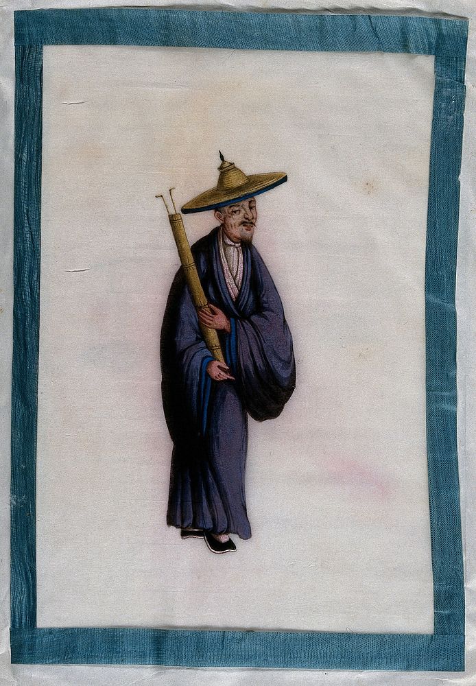 A Chinese street vendor. Painting by a Chinese artist, ca. 1850.