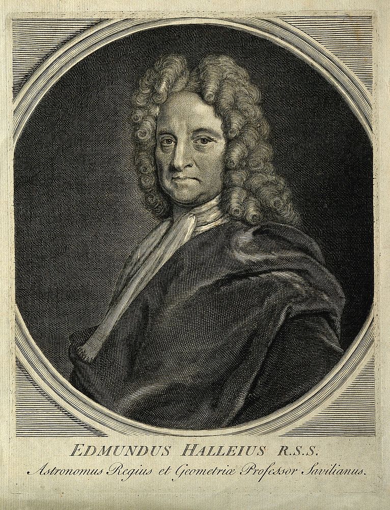 Edmund Halley. Line engraving after R. Phillips.