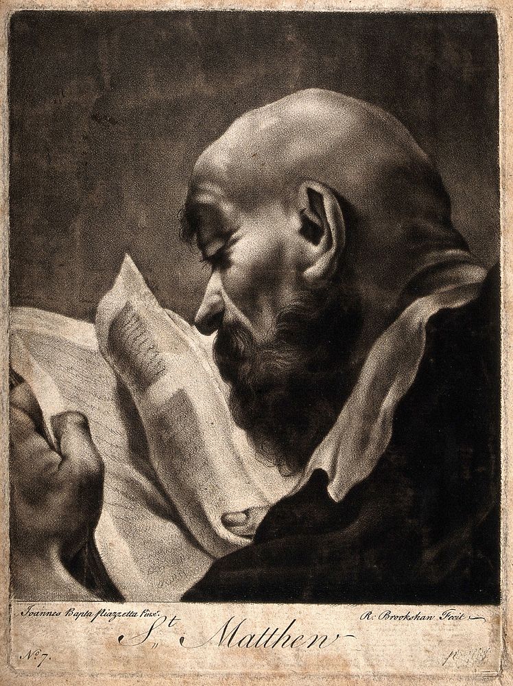 Saint Matthew. Mezzotint by R. Brookshaw after G.B. Piazzetta.