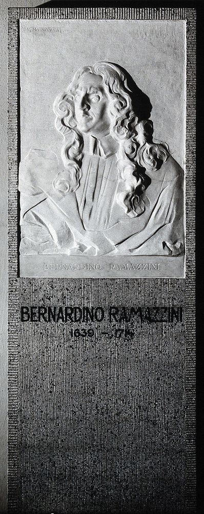 Bernardino Ramazzini. Photograph after a bas-relief by Ubaldo Magnavacca, 1932.