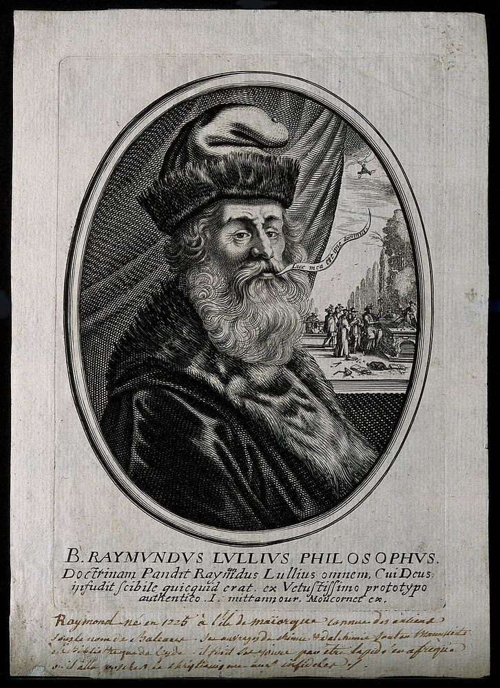 Ramón Lull [Lully]. Line engraving.