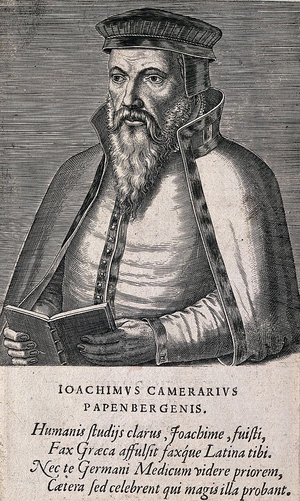 Joachim Camerarius. Line engraving by P. Galle.