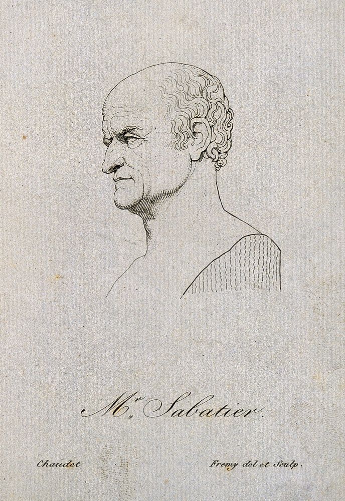 Raphaël Bienvenu Sabatier. Line engraving by J. N. Frémy after A. D. Chaudet.