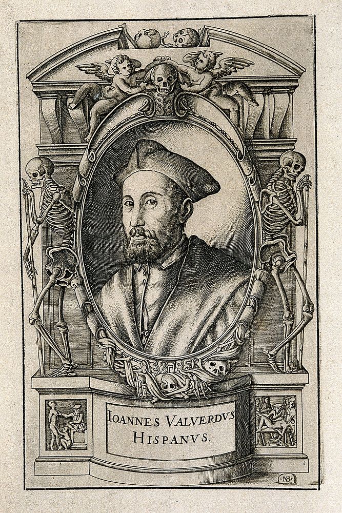 Juan Valverde de Hamusco. Line engraving by N. Beatrizet, 1589.