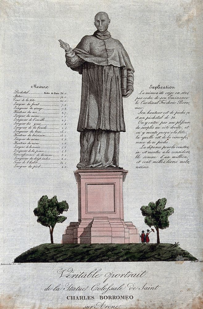 Saint Carlo Borromeo. Coloured etching by G. Rados after R. Leo after Giovanni Battista Crespi,.