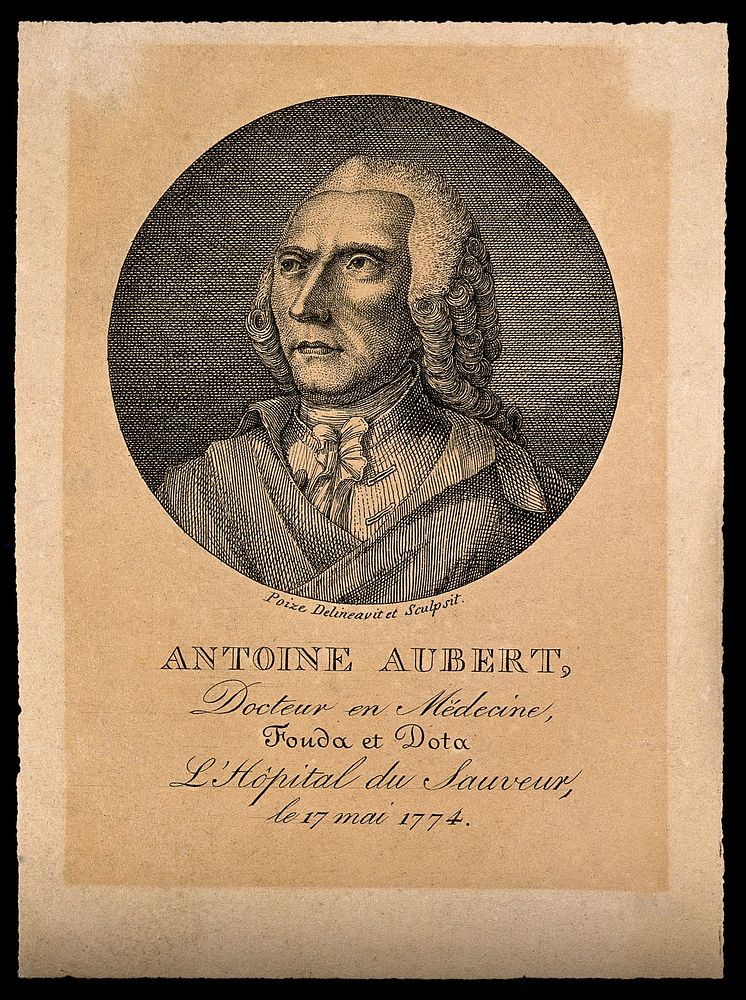 Antoine Aubert. Line engraving by P. Poize after himself.