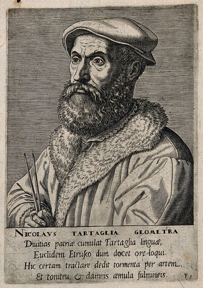 Niccolo Tartaglia. Line engraving by P. Galle, 1572.