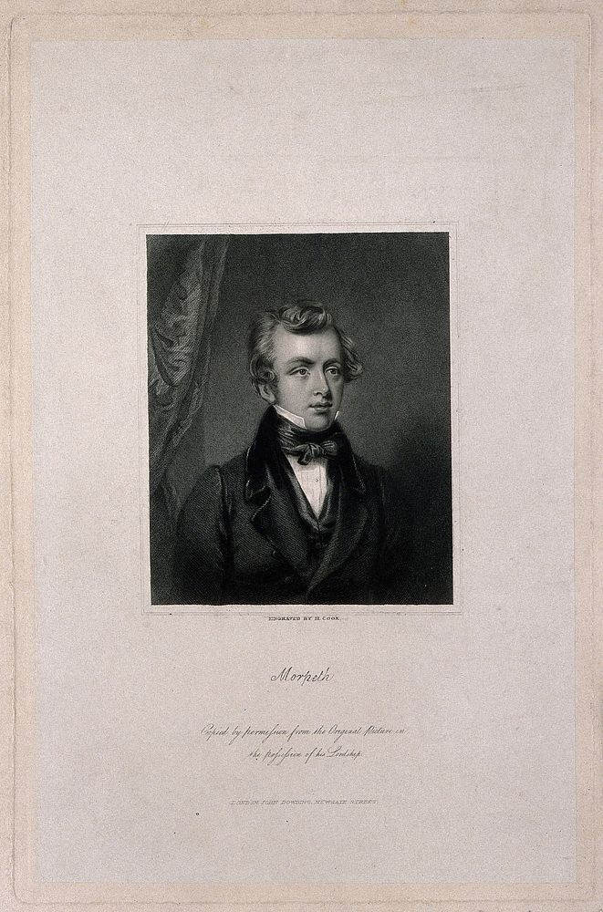 George William Frederick Howard, 7th Earl of Carlisle. Stipple engraving by H. Cook, 1840.