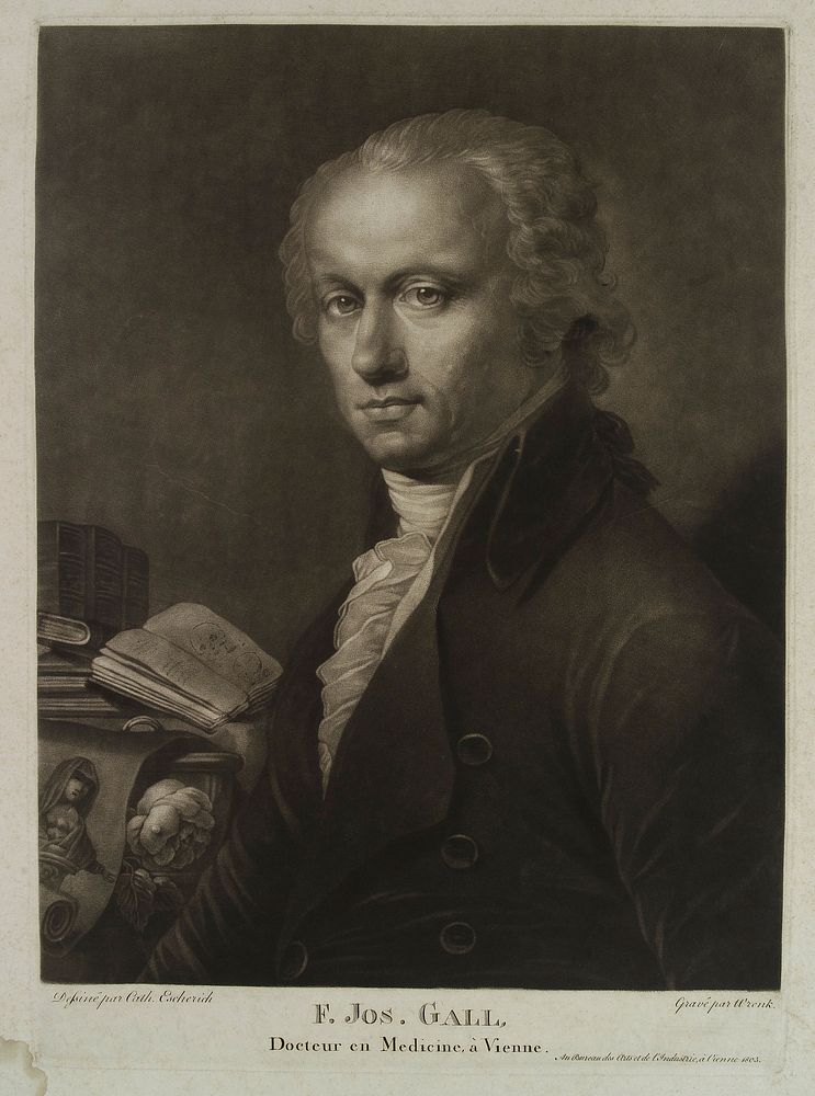 Franz Joseph Gall. Mezzotint by F. Wrenk, 1803, after Catharina Escherich.