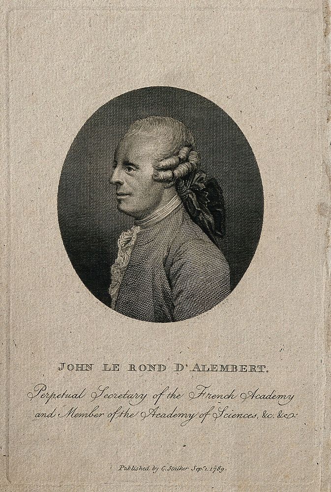 Jean le Rond d'Alembert. Line engraving [by Wicanrus], 1789, after A. Pujos.