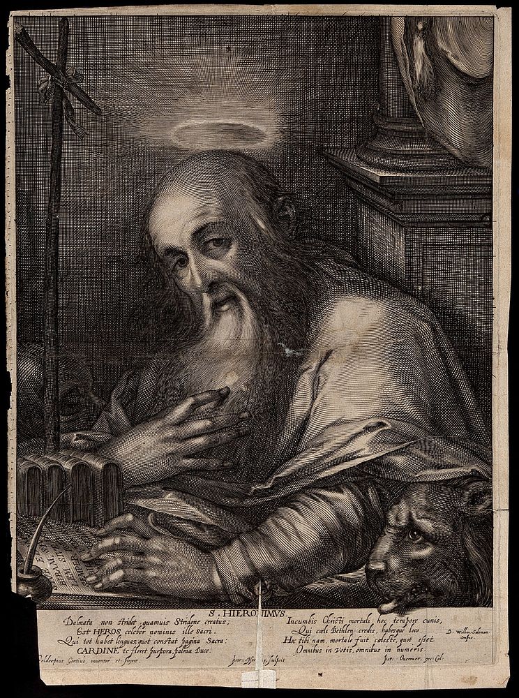 Saint Jerome. Engraving after G. Geldorp.