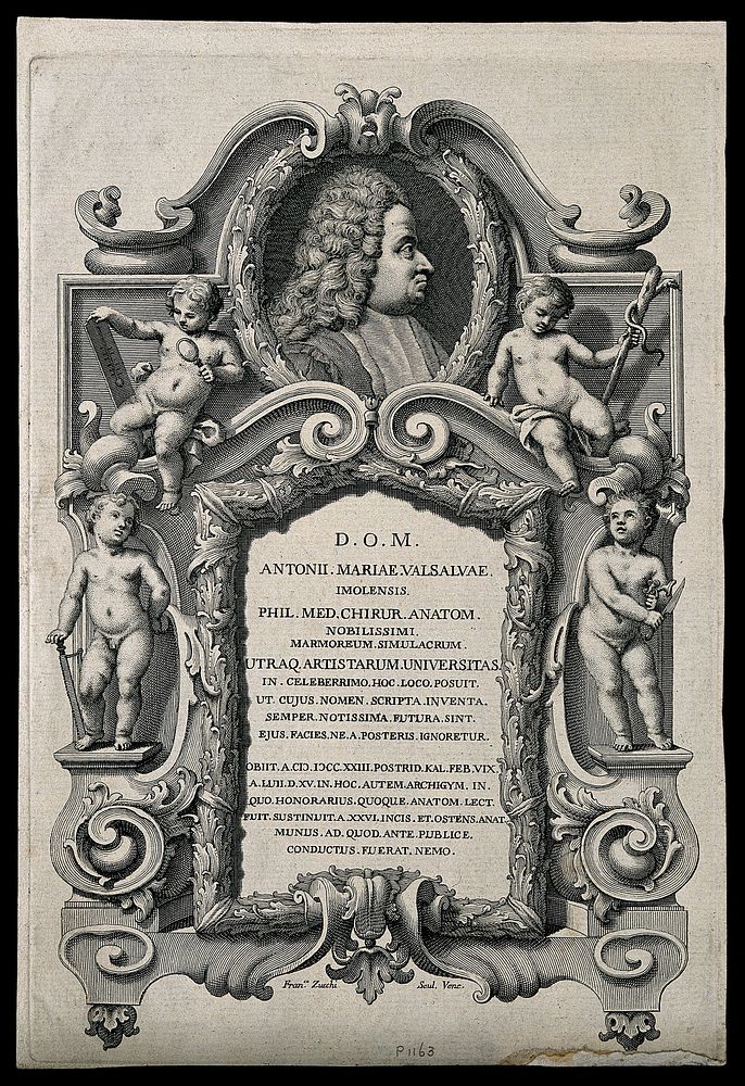 Antonio Maria Valsalva. Line engraving by F. Zucchi.