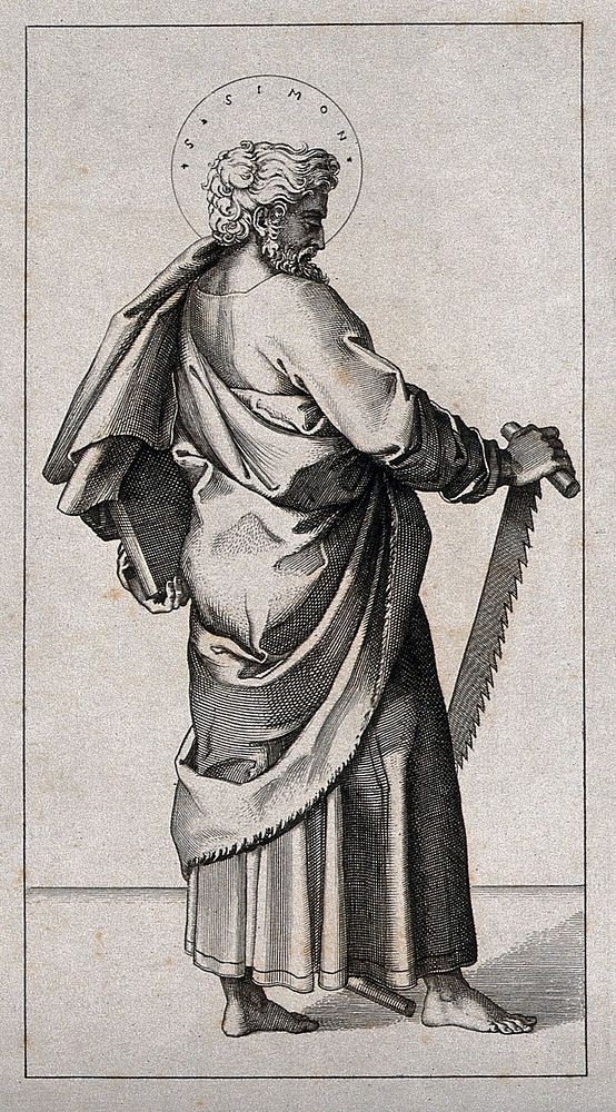 Saint Simon. Engraving.