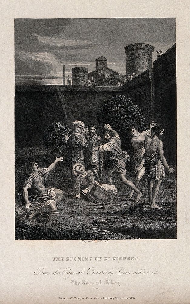 Martyrdom of Saint Stephen. Engraving by H. Fernell after D. Zampieri, il Domenichino.