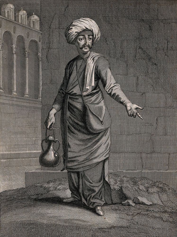 A travelling barber. Engraving by G. Scotin the elder, 1714, after J.B. Van Mour.