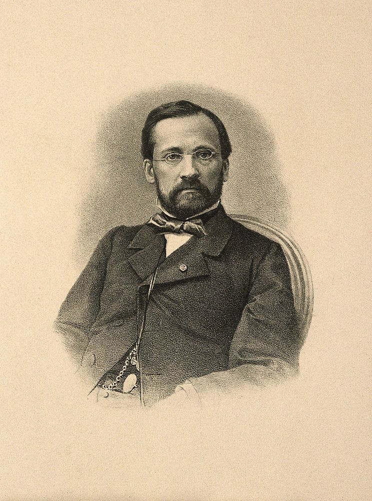 Louis Pasteur. Lithograph after P. Petit.