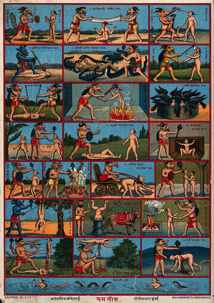 Punishments of Hell. Chromolithograph.