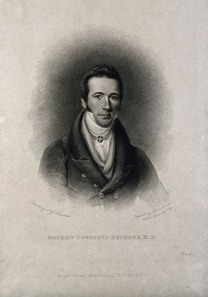 Mathew Townsend Bethune. Stipple engraving by E. Scriven after J.G. Hamilton.