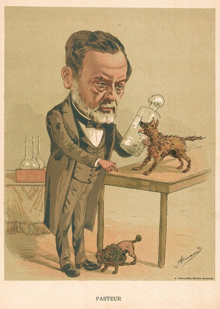 Louis Pasteur. Colour lithograph by Amand, 188-.