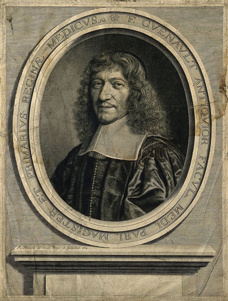 François Guénault. Line engraving by R. Nanteuil after himself, 1664.