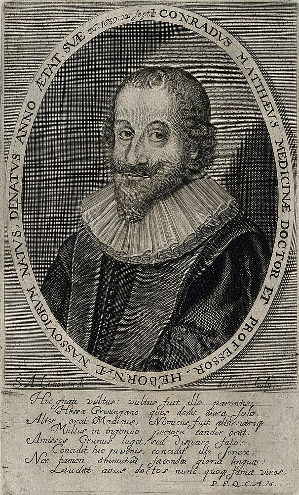 Conrad Matthaeus. Line engraving by S. à Lamsweerde, 1654 after himself.