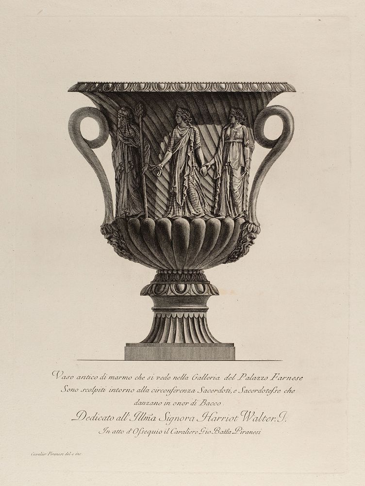 A marble vase. Etching by G.B. Piranesi, ca. 1770.