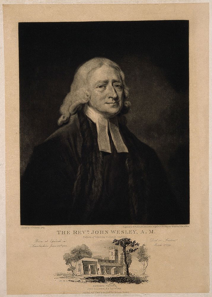 John Wesley. Mezzotint by W. Ward, 1825, after G. Romney, 1789.