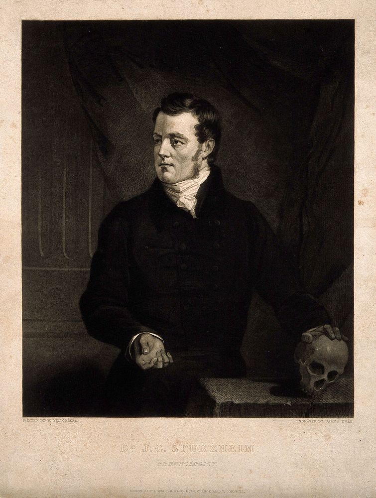 Johann Caspar Spurzheim. Mezzotint by J. Egan, 1838, after W. Yellowlees.